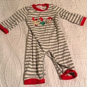 Striped Gray and Red Kids One Piece